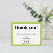 BUSINESS DANK U chic modern lime groen LOGO Bedankkaart (Staand voorkant)