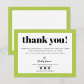 BUSINESS DANK U chic modern lime groen LOGO Bedankkaart (Voorkant / Achterkant)