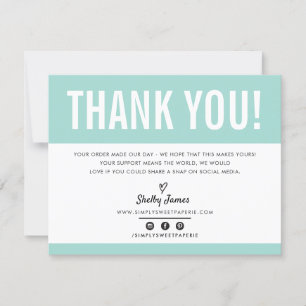 BUSINESS DANK U chic modern schattig munt LOGO Bedankkaart