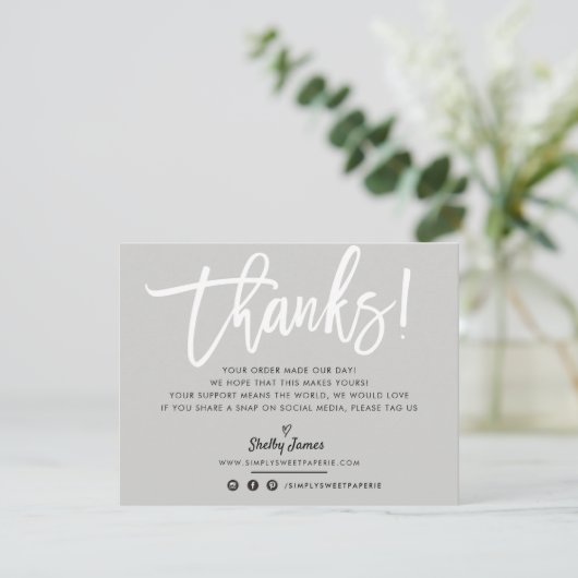 BUSINESS DANK U chic wit script grijs Bedankkaart (Staand voorkant)