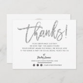 BUSINESS DANK U chic zilveren glitter script Bedankkaart (Voorkant / Achterkant)