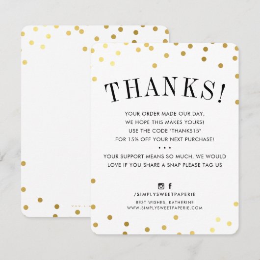 BUSINESS DANK U chique gouden vlekken modern Kaart (Voorkant / Achterkant)