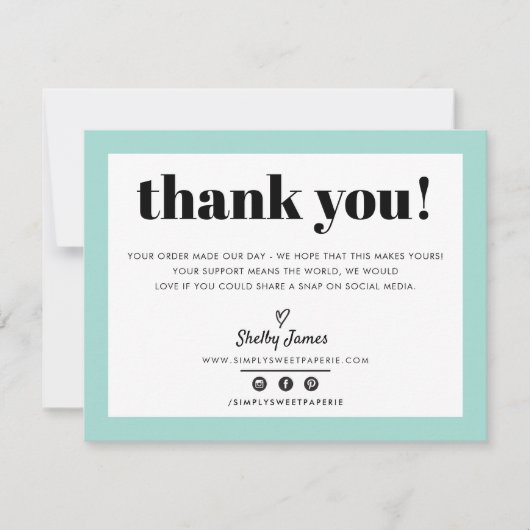 BUSINESS DANK U chique moderne  munt LOGO Bedankkaart (Voorkant)