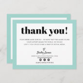 BUSINESS DANK U chique moderne  munt LOGO Bedankkaart (Voorkant / Achterkant)