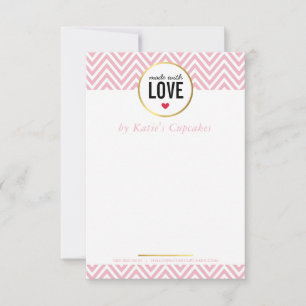 BUSINESS DANK U gemaakt met liefde roze chevron Bedankkaart