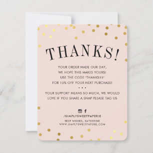 BUSINESS DANK U gouden vlekken moderne blush roze Kaart