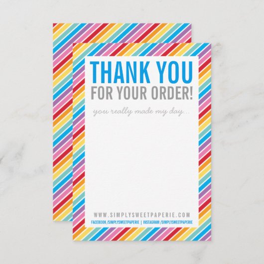 BUSINESS DANK U heldere kleurrijke regenboogstreep Bedankkaart (Voorkant / Achterkant)
