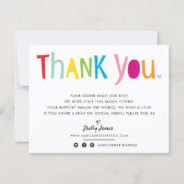 BUSINESS DANK U leuk heldere kleurrijke typografie Bedankkaart