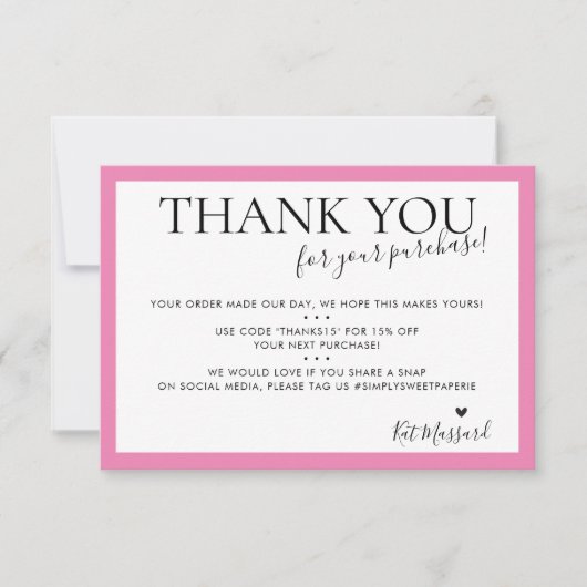 BUSINESS DANK U modern chic schattig snoep roze Bedankkaart (Voorkant)