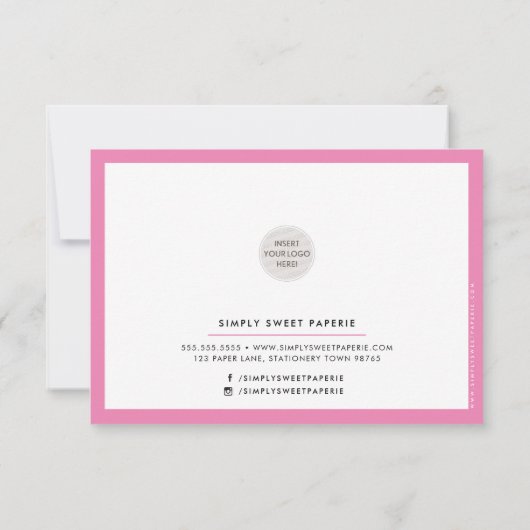 BUSINESS DANK U modern chic schattig snoep roze Bedankkaart (Achterkant)