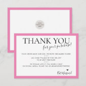 BUSINESS DANK U modern chic schattig snoep roze Bedankkaart (Voorkant / Achterkant)