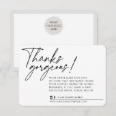 BUSINESS DANK U modern schrijven zwart wit Bedankkaart (Voorkant / Achterkant)