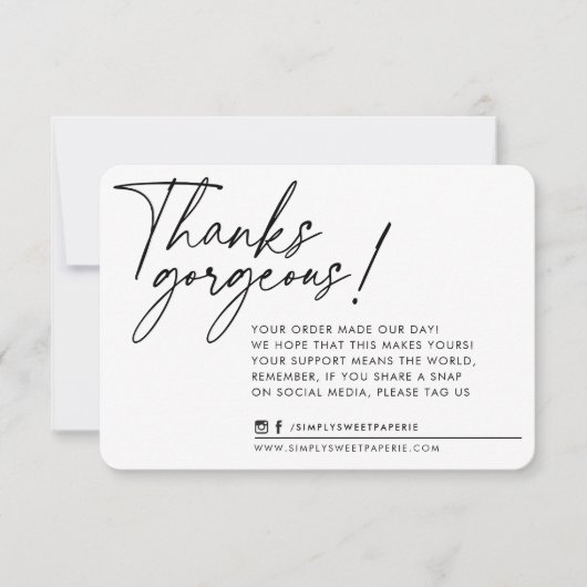 BUSINESS DANK U modern schrijven zwart wit Bedankkaart (Voorkant)