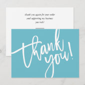 BUSINESS DANK U modern script insert aqua logo Bedankkaart (Voorkant / Achterkant)