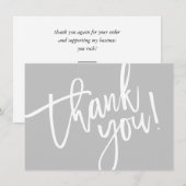 BUSINESS DANK U modern script insert grijs logo Bedankkaart (Voorkant / Achterkant)