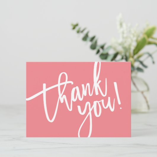 BUSINESS DANK U modern script insert koraal logo Bedankkaart (Staand voorkant)