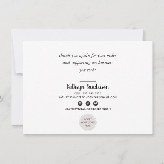 BUSINESS DANK U modern script insert zwart logo Bedankkaart (Achterkant)