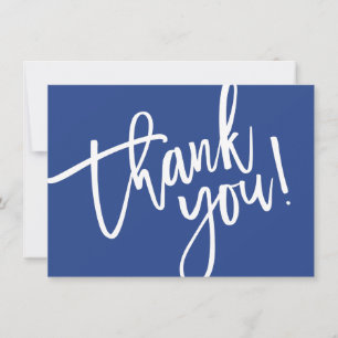 BUSINESS DANK U modern script koninklijk blauw log Bedankkaart