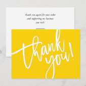 BUSINESS DANK U modern script slip geel logo Bedankkaart (Voorkant / Achterkant)