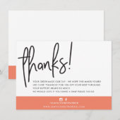 BUSINESS DANK U modern vet handgeschreven sinaasap Bedankkaart (Voorkant / Achterkant)