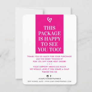 BUSINESS DANK U modern vet helder roze Bedankkaart