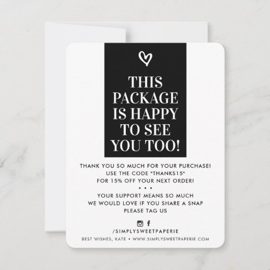 BUSINESS DANK U modern vet zwart wit Bedankkaart (Voorkant)