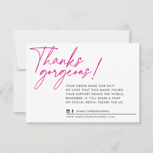 BUSINESS DANK U moderne balpen heet roze Bedankkaart (Voorkant)