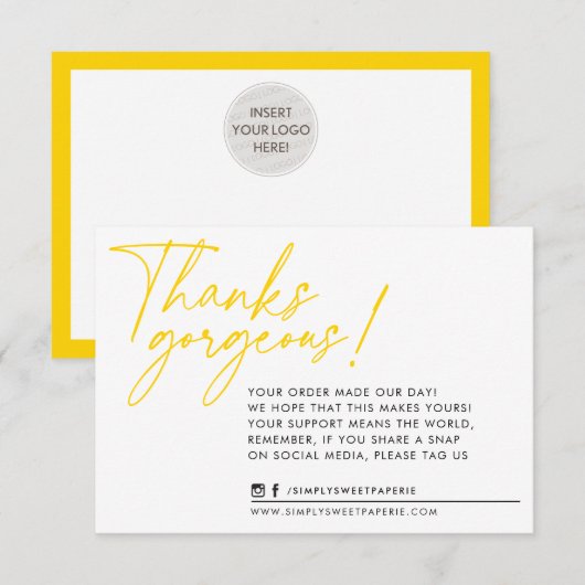 BUSINESS DANK U moderne balpen oud geel Bedankkaart (Voorkant / Achterkant)