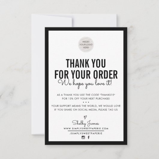 BUSINESS DANK U moderne bestelling invoegen effen  Bedankkaart (Voorkant)