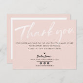 BUSINESS DANK U moderne blush roze witte inkt Bedankkaart (Voorkant / Achterkant)