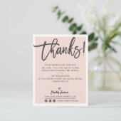BUSINESS DANK U moderne chique blush roze zwart Bedankkaart (Staand voorkant)