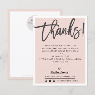 BUSINESS DANK U moderne chique blush roze zwart Bedankkaart