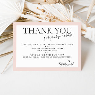 BUSINESS DANK U moderne chique bord blush roze Bedankkaart