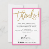 BUSINESS DANK U moderne chique gouden glitter roze Bedankkaart (Voorkant)