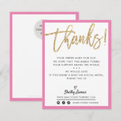 BUSINESS DANK U moderne chique gouden glitter roze Bedankkaart (Voorkant / Achterkant)