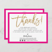 BUSINESS DANK U moderne chique gouden glitter scri Bedankkaart (Voorkant / Achterkant)