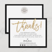 BUSINESS DANK U moderne chique gouden glitter scri Bedankkaart (Voorkant / Achterkant)