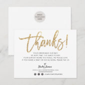 BUSINESS DANK U moderne chique gouden glitter scri Bedankkaart (Voorkant / Achterkant)