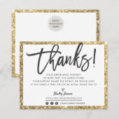 BUSINESS DANK U moderne chique gouden glitter zwar Bedankkaart (Voorkant / Achterkant)