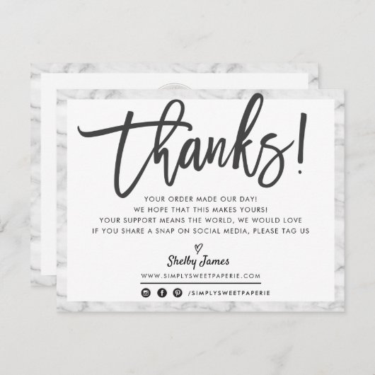 BUSINESS DANK U moderne chique grijs marmer zwart Bedankkaart (Voorkant / Achterkant)