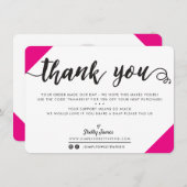 BUSINESS DANK U moderne chique hoeken script roze Bedankkaart (Voorkant / Achterkant)