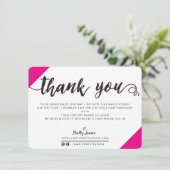 BUSINESS DANK U moderne chique hoeken script roze Bedankkaart (Staand voorkant)