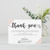 BUSINESS DANK U moderne chique hoeken script roze Bedankkaart (Staand voorkant)