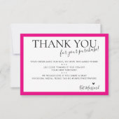 BUSINESS DANK U moderne chique vet fuschia roze Bedankkaart (Voorkant)