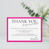 BUSINESS DANK U moderne chique vet fuschia roze Bedankkaart (Staand voorkant)