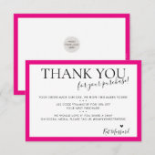 BUSINESS DANK U moderne chique vet fuschia roze Bedankkaart (Voorkant / Achterkant)