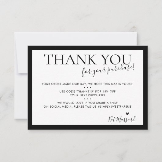 BUSINESS DANK U moderne chique vet zwart wit Bedankkaart (Voorkant)