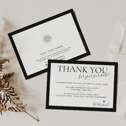 BUSINESS DANK U moderne chique vet zwart wit Bedankkaart
