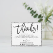 BUSINESS DANK U moderne chique zilveren glitter Bedankkaart (Staand voorkant)