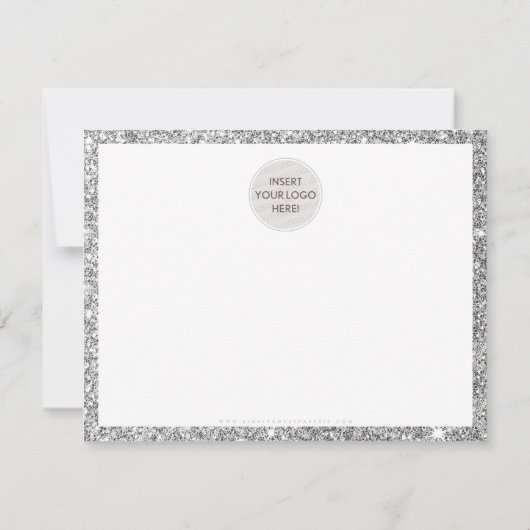 BUSINESS DANK U moderne chique zilveren glitter Bedankkaart (Achterkant)